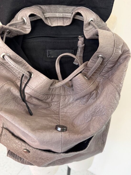 Day & Mood Leather Backpack Braided Flap Snap Drawstring Pockets Gray Bohemian main image 4